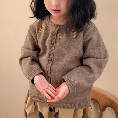 Sügistalvine Krüsanteem Harajuku Kawaii Tüdrukute kampsunite Mood Kõik sobivad lahtised kudumistopid vabaaja pikkade varrukatega laste kampsun