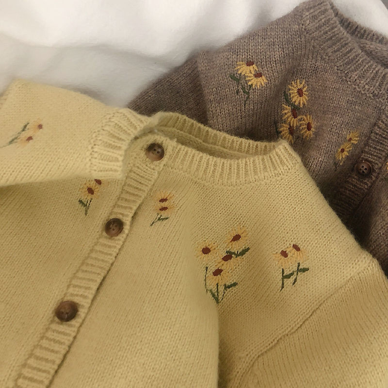 Sügistalvine Krüsanteem Harajuku Kawaii Tüdrukute kampsunite Mood Kõik sobivad lahtised kudumistopid vabaaja pikkade varrukatega laste kampsun