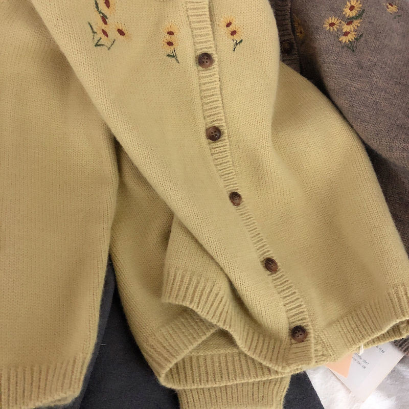 Sügistalvine Krüsanteem Harajuku Kawaii Tüdrukute kampsunite Mood Kõik sobivad lahtised kudumistopid vabaaja pikkade varrukatega laste kampsun