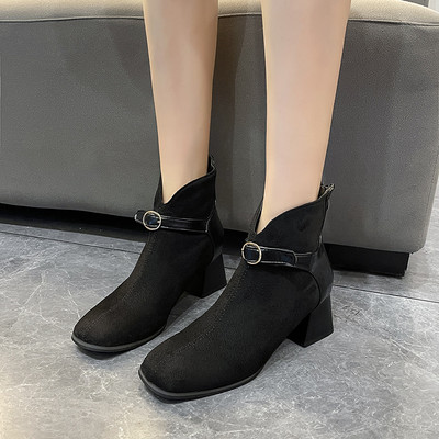 2023. aasta talvine naiste pahkluu, paksud Chelsea saapad, uued kõrged kontsad seemisnahast kingad, Goth kandilised varvasaapad, tõmblukk, mootorratta lumi Botas pumbad