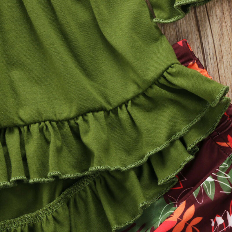 Mala djeca Odjeća za djevojčice Odjeća s volanima Majice dugih rukava Hlače s cvjetnim motivom Tajice Odjeća Jesenska odjeća za djevojčice 2-7T