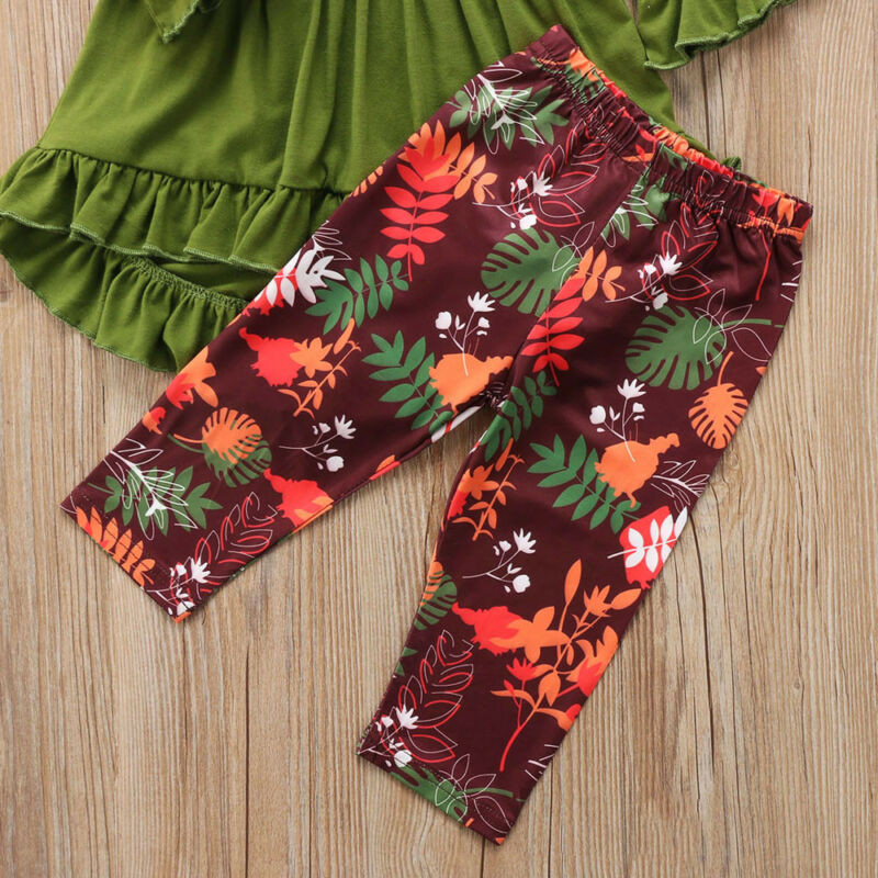 Mala djeca Odjeća za djevojčice Odjeća s volanima Majice dugih rukava Hlače s cvjetnim motivom Tajice Odjeća Jesenska odjeća za djevojčice 2-7T