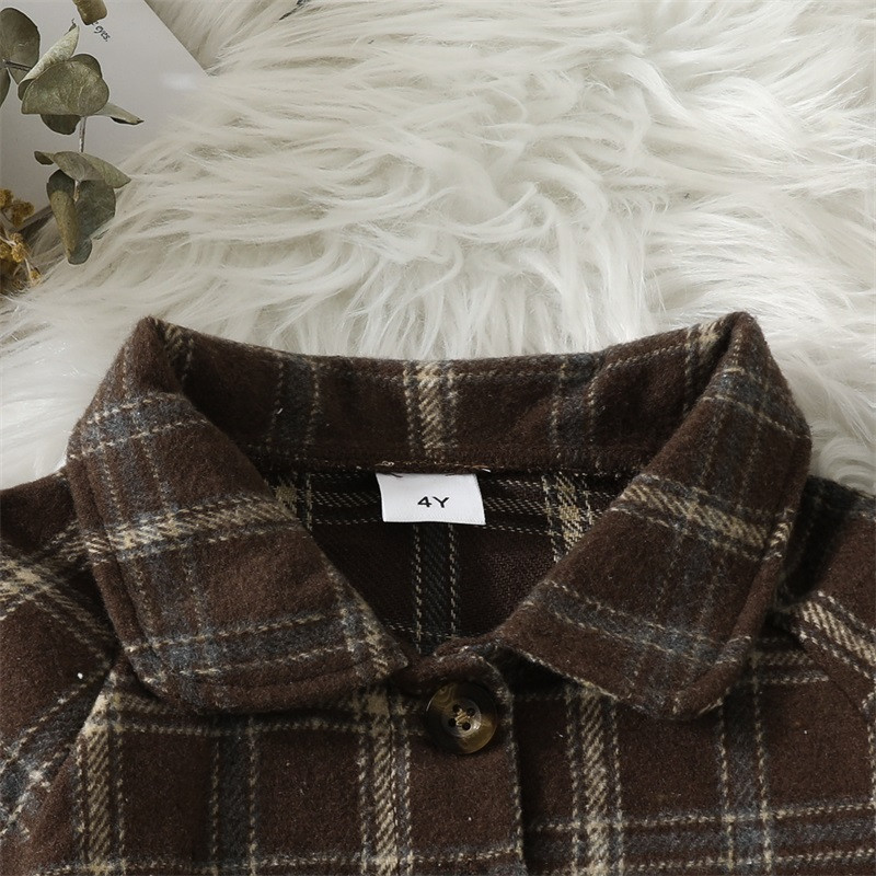 Moodsad laste tüdrukute riided sügisriietus Ruuduline pikkade varrukatega lühike jope Varrukateta A-joonega kleit bareti müts 3 tk väikelapse komplekt