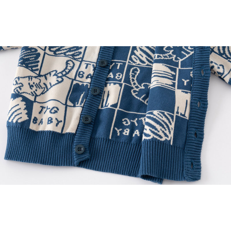 2-8T väikelaste kampsun Kampsun Puuvillane Beebi Poiste Tüdrukute Riided Kassidega kudum Sügistalvine ülaosa V-kaelusega imikute kudumid