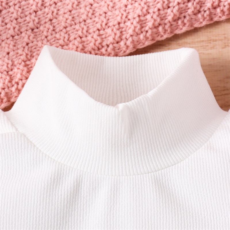 Set 3 bucăți de haine de toamnă pentru copii și fată, de culoare uni, cu mâneci lungi, cu nervuri, cu gât înalt, cu fustă în carouri, set prințesă