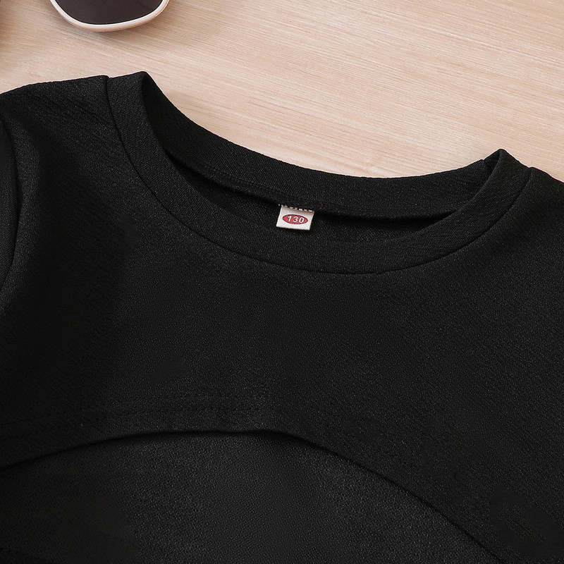 Keskmise suurusega tüdrukute sügis-talvine uus pikkade varrukatega lühike ülaosa + ruuduline ripatsiga puusaseeliku komplekt