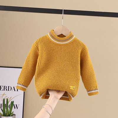 Pulover tricotat cu mâneci lungi, cu gât rotund, 2-8T, ocazional, din bumbac, tricotat, haine pentru copii
