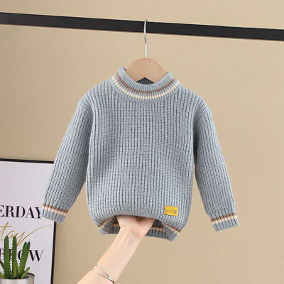 Pulover tricotat cu mâneci lungi, cu gât rotund, 2-8T, ocazional, din bumbac, tricotat, haine pentru copii
