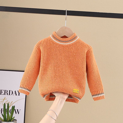 Pulover tricotat cu mâneci lungi, cu gât rotund, 2-8T, ocazional, din bumbac, tricotat, haine pentru copii