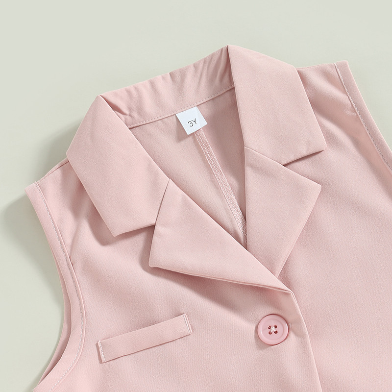 3-7-aastased lapsed, tüdrukud, suveriided, rõivad, elastne vöökoht, plisseeritud seelik ja varrukateta jakk, vest, 3 tk vabaaja komplektid