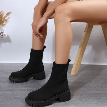Плетени еластични чорапи Ботуши Дамски олекотени спортни обувки на платформа Zapatillas Mujer Ежедневни обувки с дебел ток Дамски боти