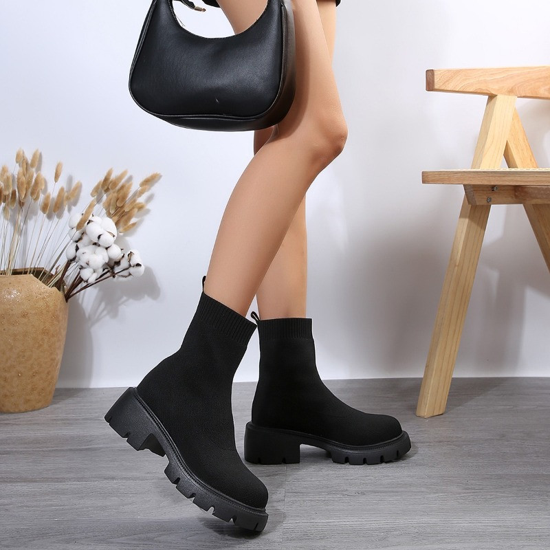 Kootud elastsed sokid Saapad Naiste platvorm Kerged spordijalatsid Zapatillas Mujer Paksu kontsaga vabaajajalatsid Naiste saapad