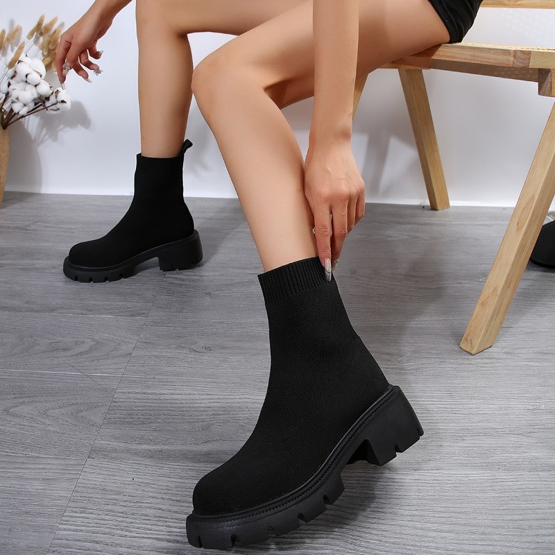 Kootud elastsed sokid Saapad Naiste platvorm Kerged spordijalatsid Zapatillas Mujer Paksu kontsaga vabaajajalatsid Naiste saapad