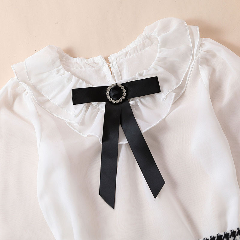 2 tk Moodsad lapsed, tüdrukute sügisrõivad, volangidega pikkade varrukatega särgid, topid ja Bowknot hagijahammas seelikud, riidekomplekt