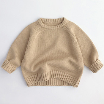 Есен Зима Нова мода от чист памук, плътни детски пуловери, плетене, горнища за момичета, сладък пуловер за момче с дълъг ръкав, детски дрехи