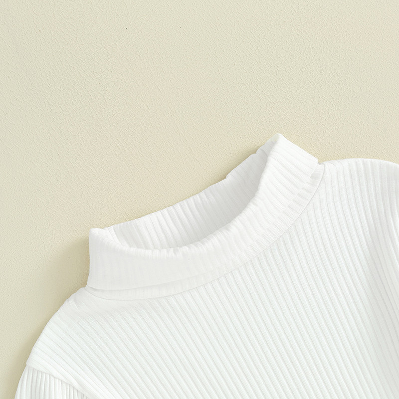 2 buc. Haine pentru fete ținute de toamnă la modă, cu mânecă lungă, cu gât înalt, topuri cu nervuri, talie înaltă, set de fuste în carouri plisate