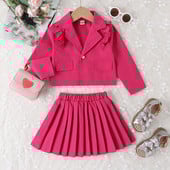 4–7-aastased lapsed, tüdrukud, riided, kevad sügiskomplekt, pikkade varrukatega reväärkraega jakk miniseelikuga, mood, 2-osaline riietus