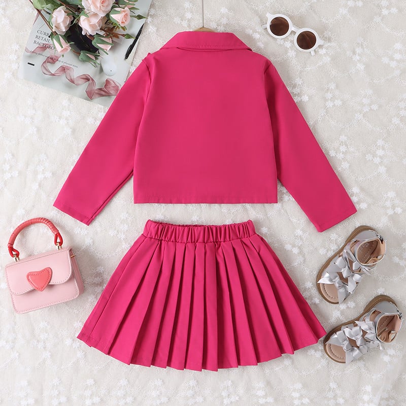 4–7-aastased lapsed, tüdrukud, riided, kevad sügiskomplekt, pikkade varrukatega reväärkraega jakk miniseelikuga, mood, 2-osaline riietus