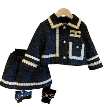 Комплект от 2 части за момиче Есенно-зимен костюм Дрехи за 2-7 години Детско яке Палто+Пола Детски класически тоалети Детски дрехи Момичета