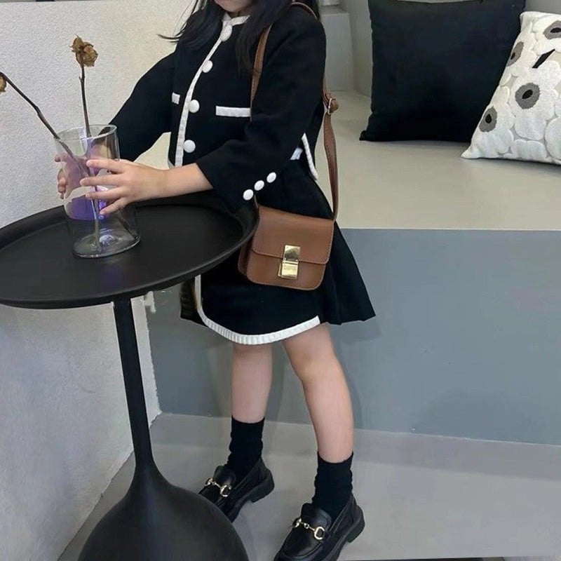 Tüdrukute 2-osaline komplekt Sügistalveülikonna riided 2–7-aastastele Laste jope-mantel + seelik Lastele Klassikalised rõivad Lasteriided Tüdrukud