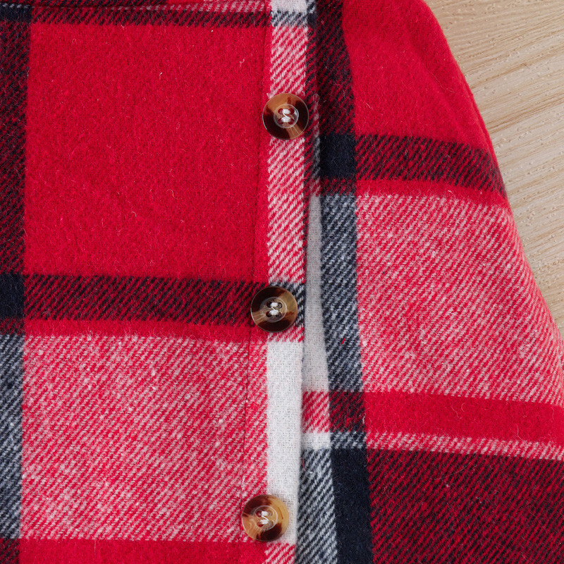 2 buc. Haine de toamnă pentru fete pentru copii ținute de Crăciun cu mâneci lungi cu gât tricotat Topuri + talie înaltă fustă neregulată în carouri Seturi de Crăciun