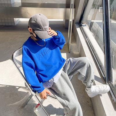 Ανοιξιάτικο φθινόπωρο για αγόρι ανάγλυφο φούτερ αλφαβήτου + Σετ φούτερ σχολικής παιδικής φόρμας Παιδική στολή εργασίας Φοιτητικό κοστούμι jogger 5-16 ετών