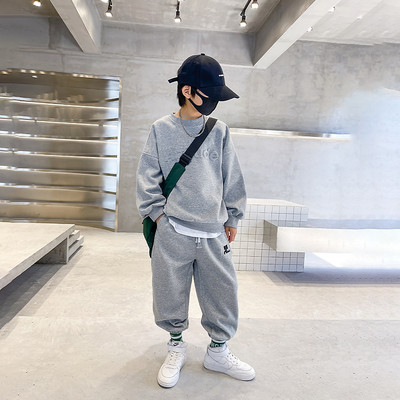 Ανοιξιάτικο φθινόπωρο για αγόρι ανάγλυφο φούτερ αλφαβήτου + Σετ φούτερ σχολικής παιδικής φόρμας Παιδική στολή εργασίας Φοιτητικό κοστούμι jogger 5-16 ετών