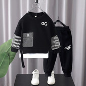 Őszi kisfiú ruhák Gyermek csíkos pulóver pulóver felső és nadrág 2 részes szett Kid Girl O Neck outfit hosszú ujjú tréningruha