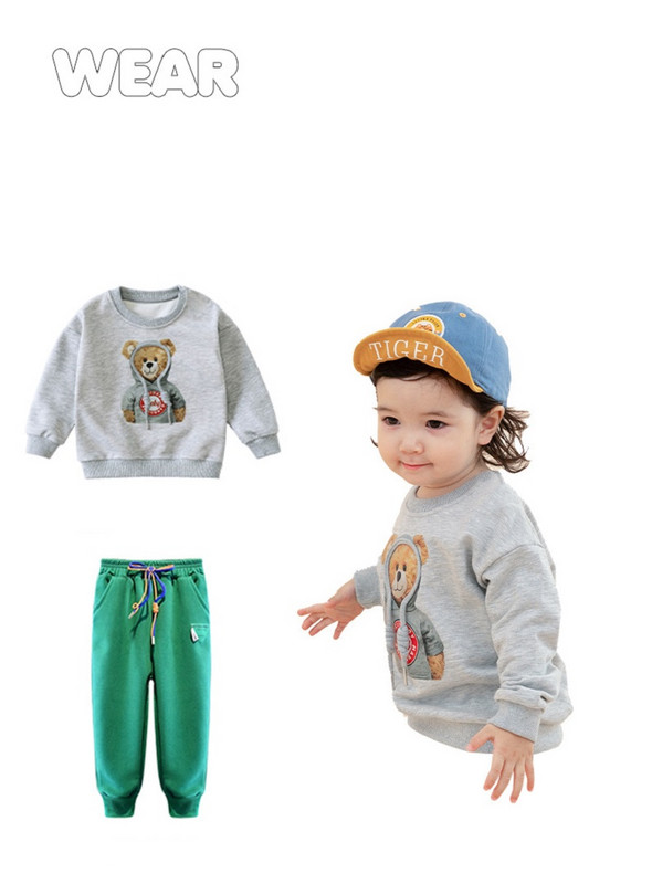 Beebitüdrukute poiste 3D multikas kampsun + nööriga dressipükste komplektid Laste spordidressi koolilastele, 2-osaline sörkimisriietus 1–13-aastastele