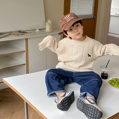 Pulovere cu broderie de animale de modă pentru băieți și fete de primăvară 2023, cardigane tricotate răsucite în 4 culori