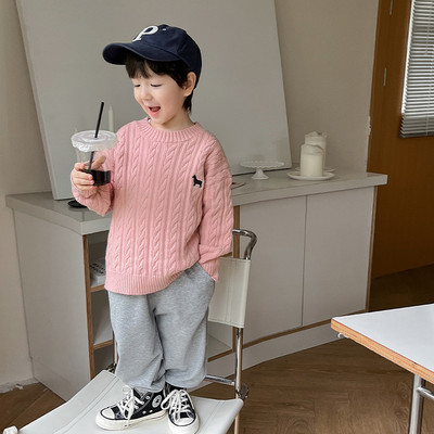 Pulovere cu broderie de animale de modă pentru băieți și fete de primăvară 2023, cardigane tricotate răsucite în 4 culori