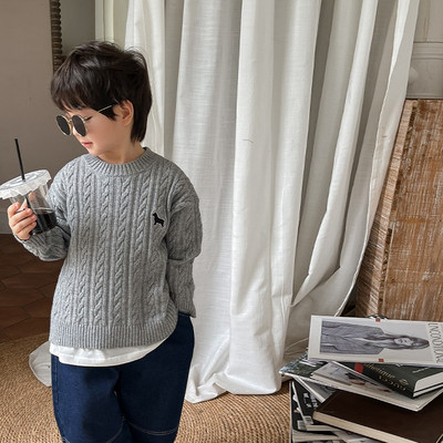 Pulovere cu broderie de animale de modă pentru băieți și fete de primăvară 2023, cardigane tricotate răsucite în 4 culori