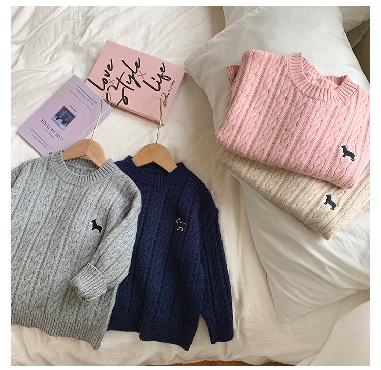 Pulovere cu broderie de animale de modă pentru băieți și fete de primăvară 2023, cardigane tricotate răsucite în 4 culori