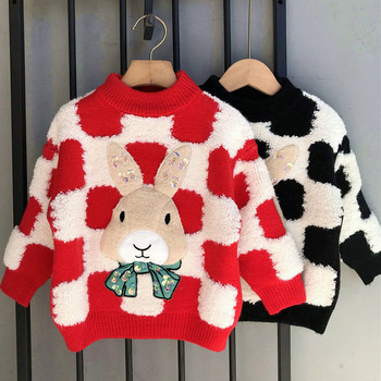 Детски дрехи Бебешки пуловер за момичета Зимен детски коледен плетен пуловер Топъл коледен костюм за момиченце Подарък от 3 до 10 години