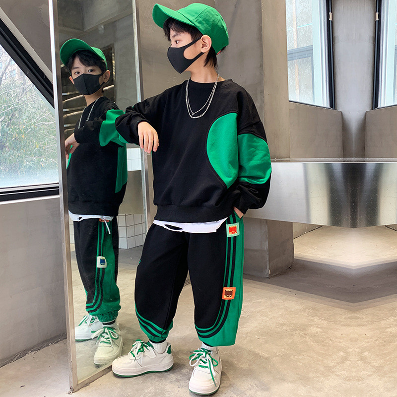 Kevad-sügis poiste puuvillane kontrastne dressipluus + dressipluusid, koolilapsed dressid, tööriietus, õpilase sörkimiskostüüm 5-14 a.