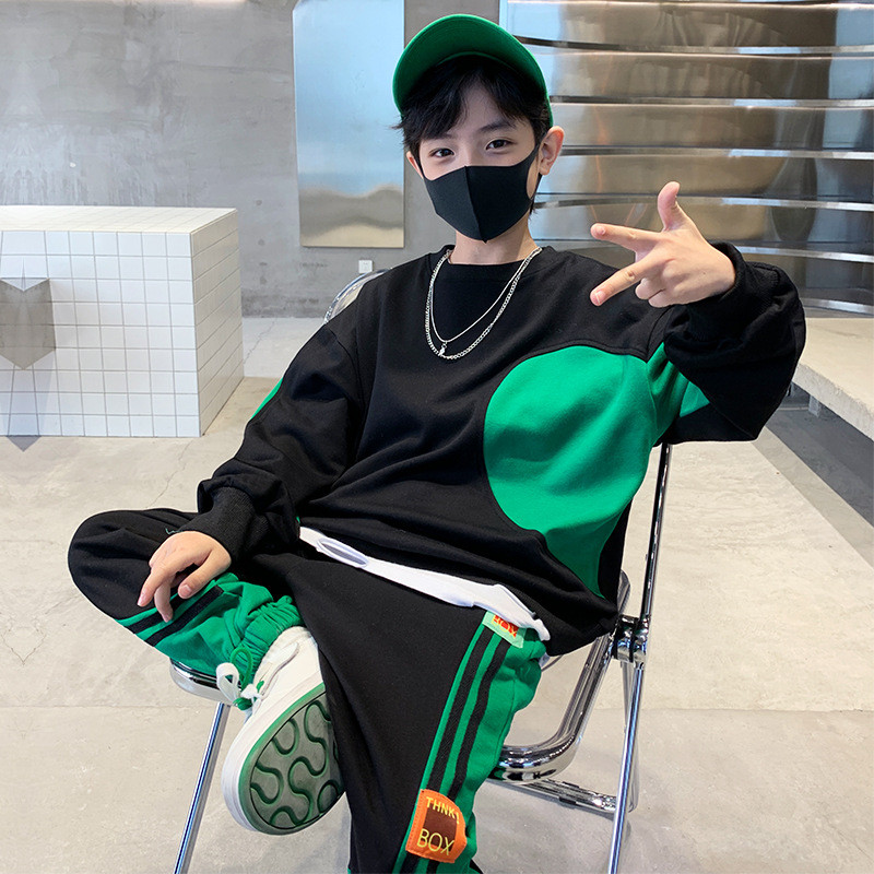 Kevad-sügis poiste puuvillane kontrastne dressipluus + dressipluusid, koolilapsed dressid, tööriietus, õpilase sörkimiskostüüm 5-14 a.