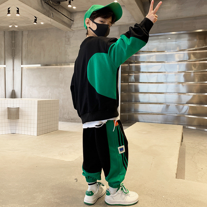 Kevad-sügis poiste puuvillane kontrastne dressipluus + dressipluusid, koolilapsed dressid, tööriietus, õpilase sörkimiskostüüm 5-14 a.