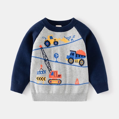 Laste kampsun Talvine uued poisid Kahekihiline puuvillane kudumissärk Laste pikkade varrukatega kampsun soe ekskavaator Multifilm Top