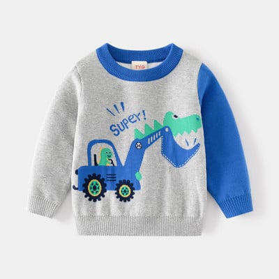 Laste kampsun Talvine uued poisid Kahekihiline puuvillane kudumissärk Laste pikkade varrukatega kampsun soe ekskavaator Multifilm Top