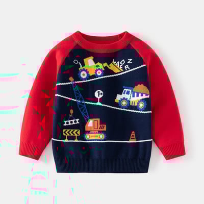 Laste kampsun Talvine uued poisid Kahekihiline puuvillane kudumissärk Laste pikkade varrukatega kampsun soe ekskavaator Multifilm Top