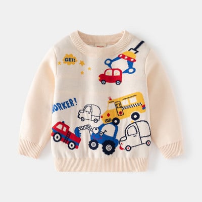 Laste kampsun Talvine uued poisid Kahekihiline puuvillane kudumissärk Laste pikkade varrukatega kampsun soe ekskavaator Multifilm Top