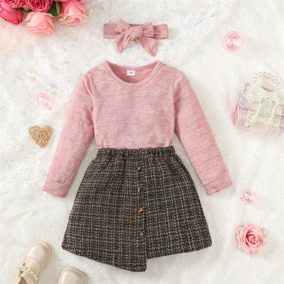 Moda toamna sugari fete 3 buc. îmbrăcăminte exterioară pulover cu mânecă lungă mini fustă Set bentiță pentru copii mici toamna primăvară costume costume