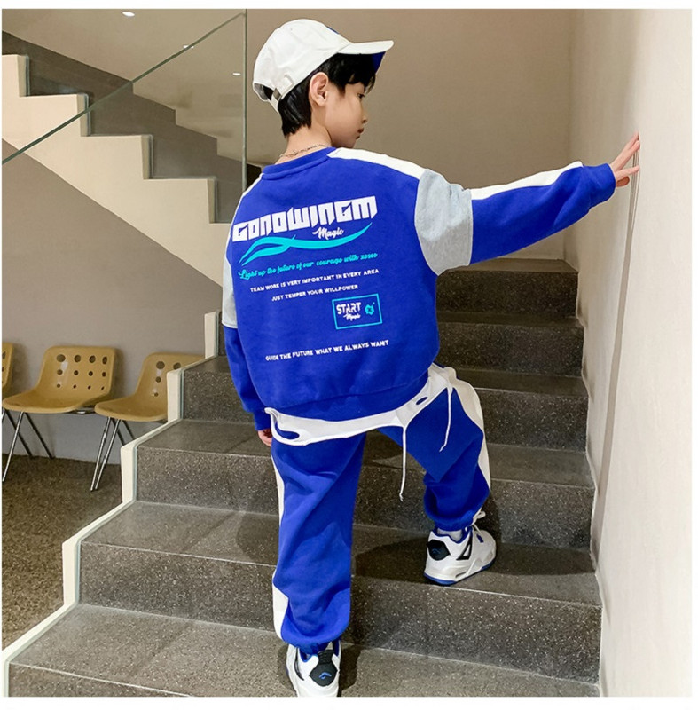 Kevad-sügis poisi kontrasti tähestikuga dressipluus + dressipüksid koolilastele dressid, tööriietus, õpilase jooksukostüüm 5-16 a.