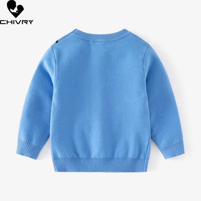 Uus 2023. aasta sügistalvine beebipoiste ümmargune kaelus, paks pullover kampsun, laste multifilm, auto žakaarmass, soe kootud kampsun, topsid