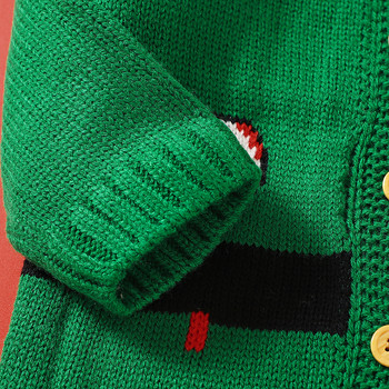 Коледни бебешки пуловери Плетено новородено момиче Момче Зелено палто Модно бебешко коледно облекло с качулка Сладки бонбони Връхни дрехи с дълъг ръкав