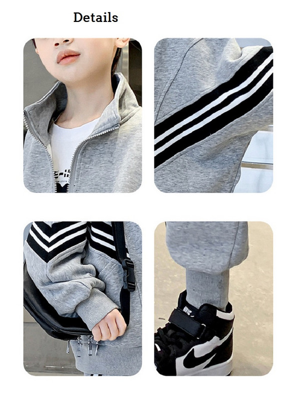 Kevad-sügis poiste triibuline tõmblukuga dressipluus jakid + dressipükste komplektid koolilapsed dressirõivad, õpilase sörkimiskostüüm 3-14 a.