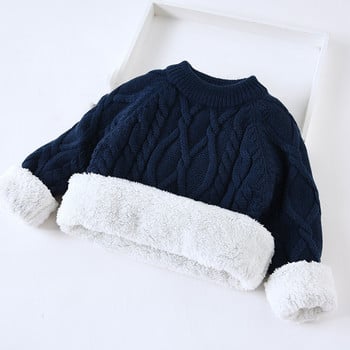 Зимни детски пуловери за момчета и момичета Дрехи Топли пуловери за малки деца Палта за деца Удебелени горнища Вълнени пуловери Трикотаж Горнища Дрехи