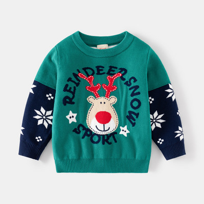 Sügisene laste kampsun, soe kahekihiline puuvillane laste kampsun, tüdrukute kampsun, talvine beebi jõulud hirve kudumiskampsun