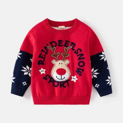 Sügisene laste kampsun, soe kahekihiline puuvillane laste kampsun, tüdrukute kampsun, talvine beebi jõulud hirve kudumiskampsun