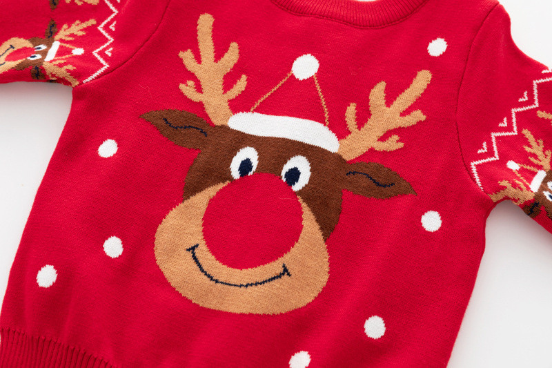 Sügisene laste kampsun, soe kahekihiline puuvillane laste kampsun, tüdrukute kampsun, talvine beebi jõulud hirve kudumiskampsun